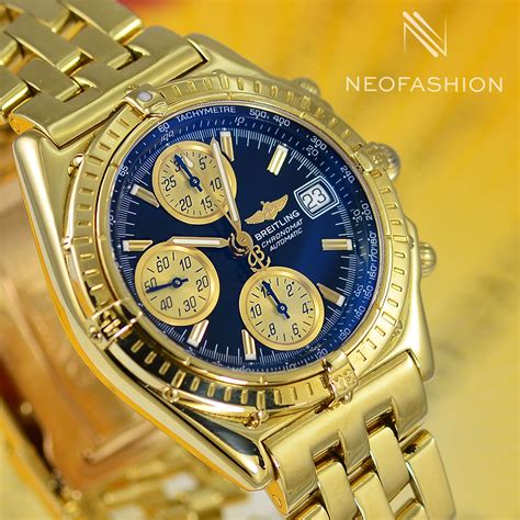 breitling watch gold blue|solid gold breitling watch.